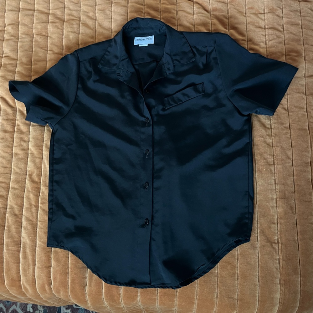 Heritage Black Satin Casual Button Down Shirt